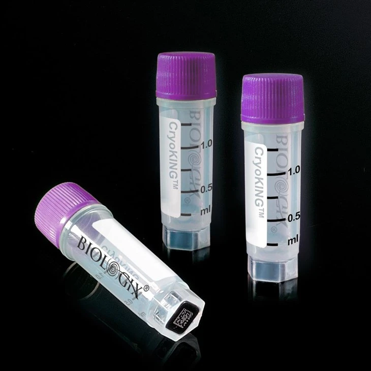 0.5ml 1.0ml 1.5ml External Thread Sterile O-ring Free Designed 2D Barcode Fit for Liquid Nitrogen Storage Cryogenic Vials